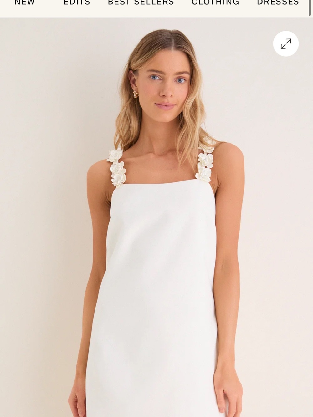 Tuckernuck White Mini Dress with Floral Strap Detail